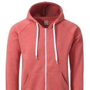 Men's Zip Up Drawstring Hoodie Jacket Pink